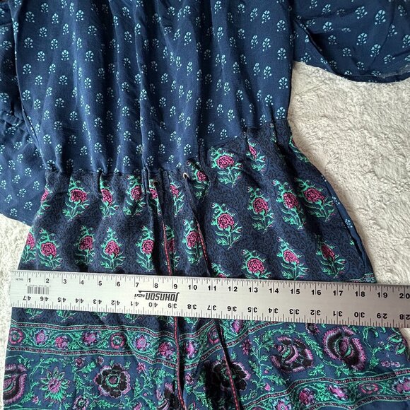 ETT:TWA Anthropologie Womens Navy Purple Floral Printed Paisley Romper XS New - Picture 7 of 8